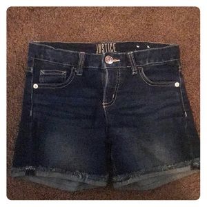 Girls Justice brand dark blue jean shorts size 14